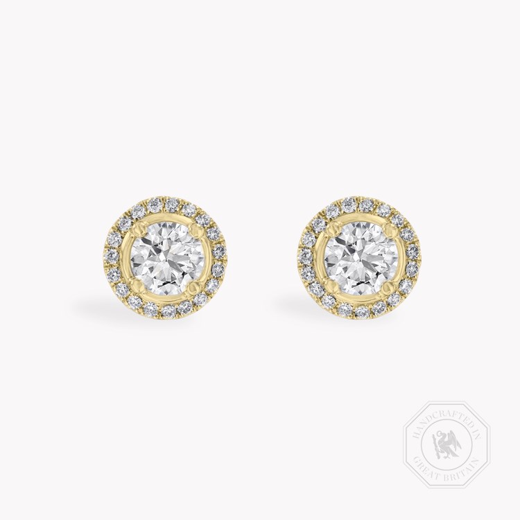 Celestial Round Brilliant Cut Diamond Halo Earrings Brilliant Cut, Four Claw Set_1