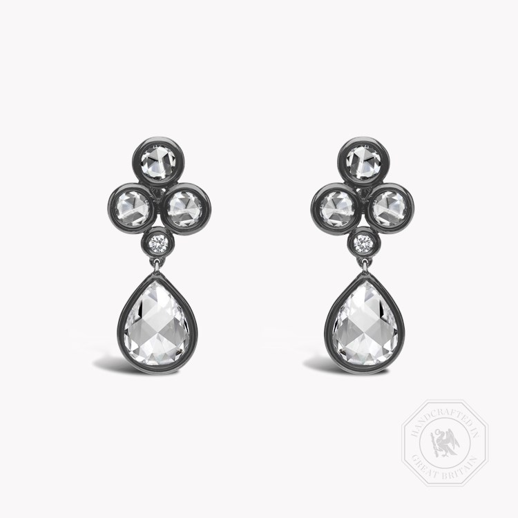 Pear Shaped Diamond Earrings Rose Cut, Rubover Set_1