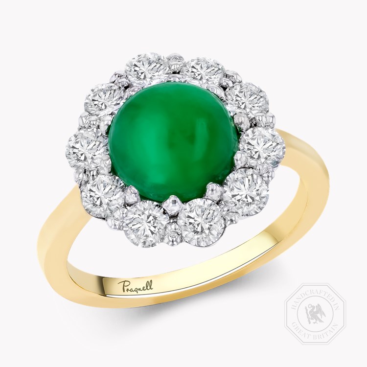 Cabochon Jadeite and Diamond Ring   2.34ct in 18ct Yellow Gold