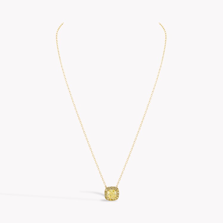 Celestial 1.51ct Kimberley Fancy Yellow Diamond Pendant Cushion modern cut, Claw set_2