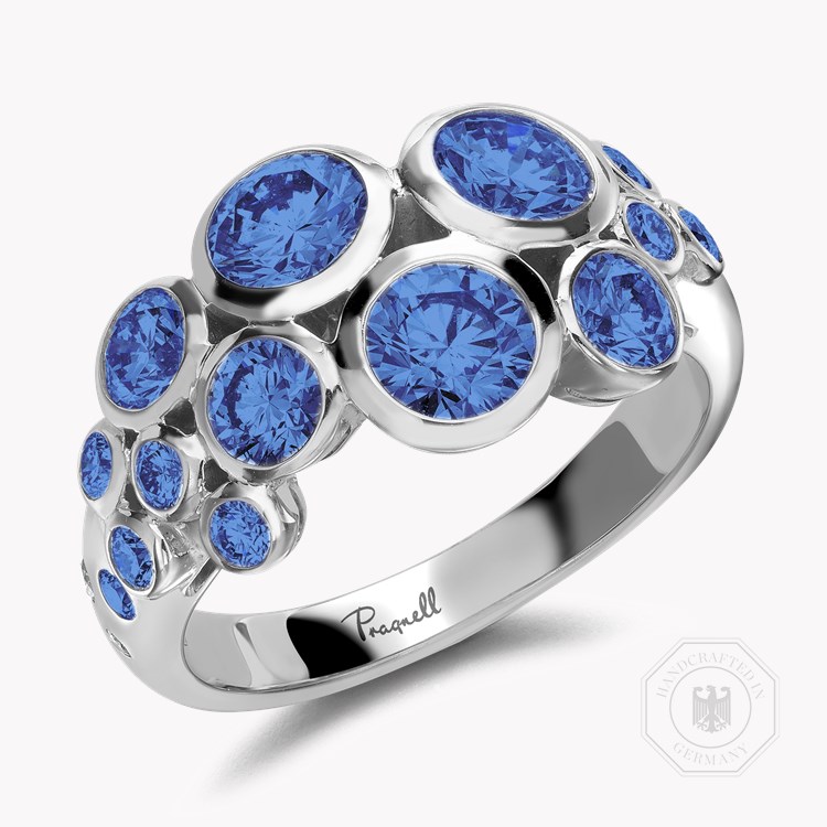 Bubbles Blue Sapphire Cocktail Ring Brilliant Cut, Rubover Set_1