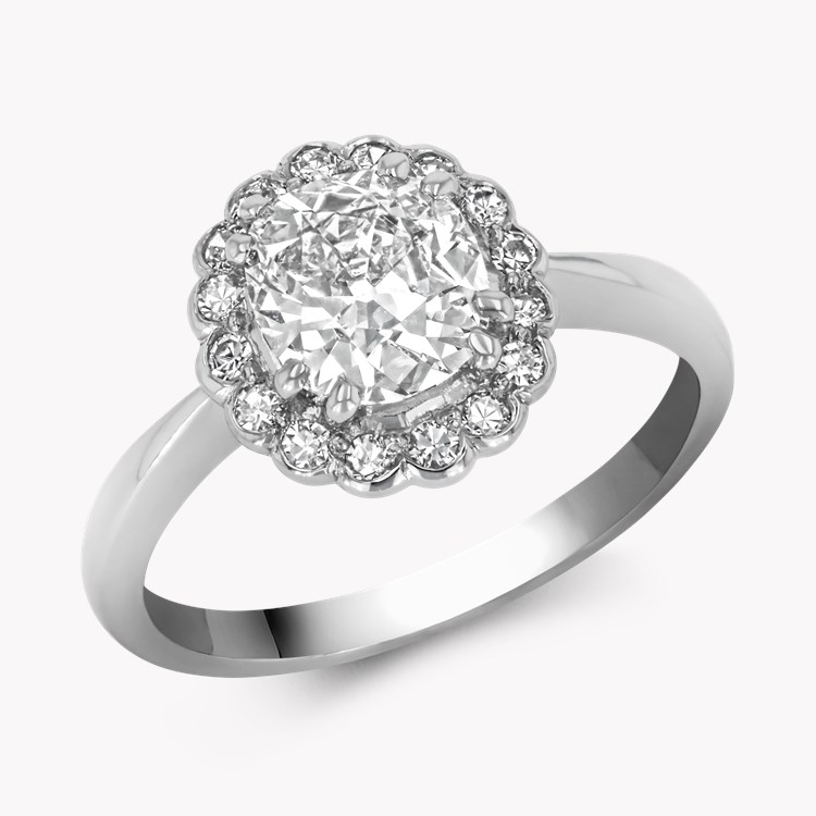Cushion Cut 1.20ct Diamond Cluster Ring Cushion Antique Cut, Claw Set_1