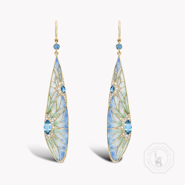Wildflower Dragonfly Blue Sapphire Earrings