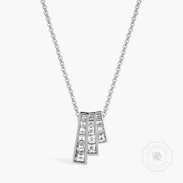 Manhattan 0.92ct Diamond Three Row Fan Pendant Carre Cut, Channel Set_1