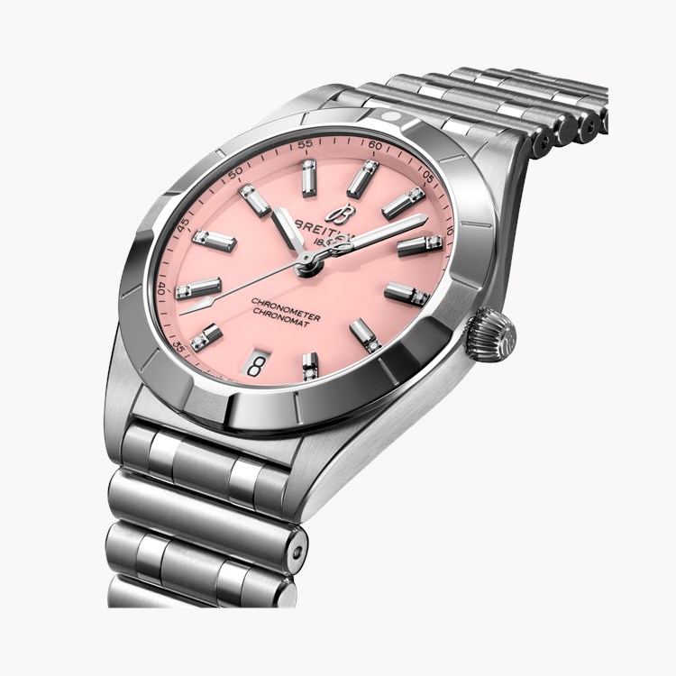Breitling Chronomat 32 32mm, Pink Dial, Baton Numerals_3