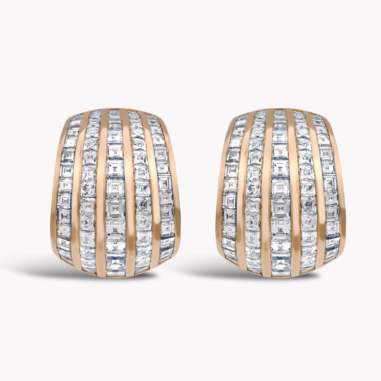 Manhattan Classic Huggie Earrings  2.60ct in Rose Gold Carré & French Cut, Channel Set_1