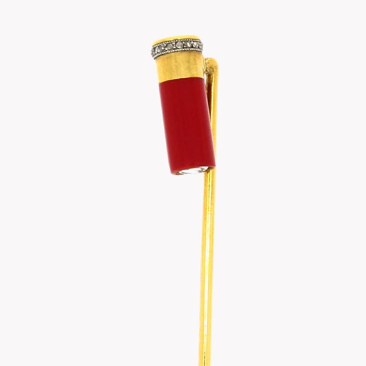 Belle Époque Lacloche Fréres Cartridge Stick Pin Rose Cut Diamonds_2