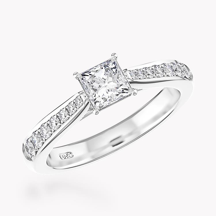 0.50CT Diamond Solitaire Ring Platinum Duchess Setting Princess Cut, Solitaire, Brilliant Shoulders_1