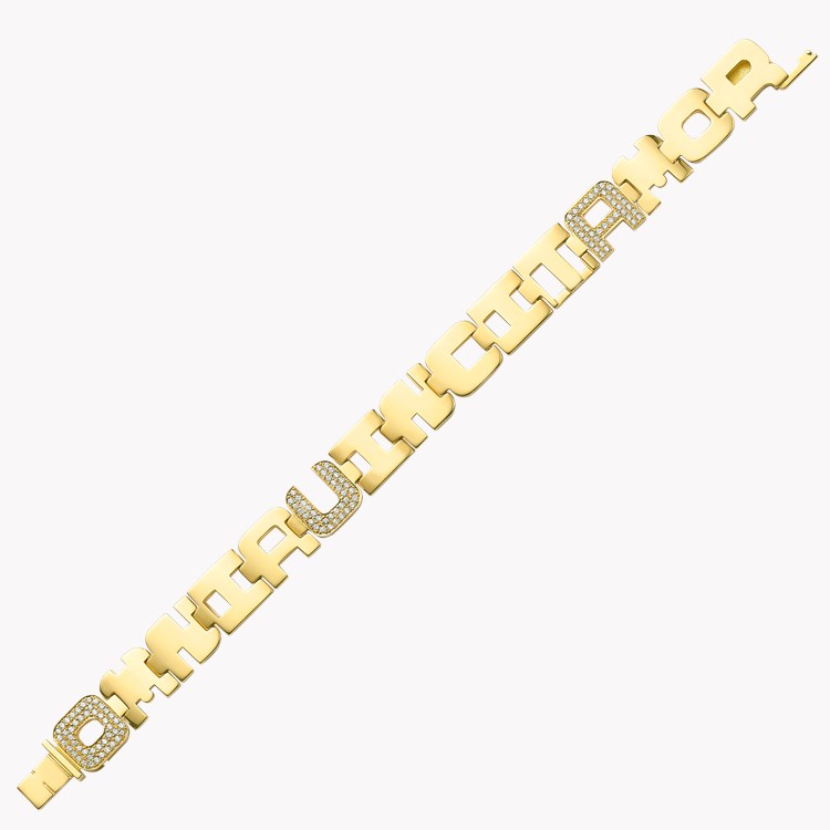 Loveletters Diamond Bracelet  OMNIAVINCINTAMOR  in 18ct Yellow Gold Brilliant Cut, Pavé Set_2