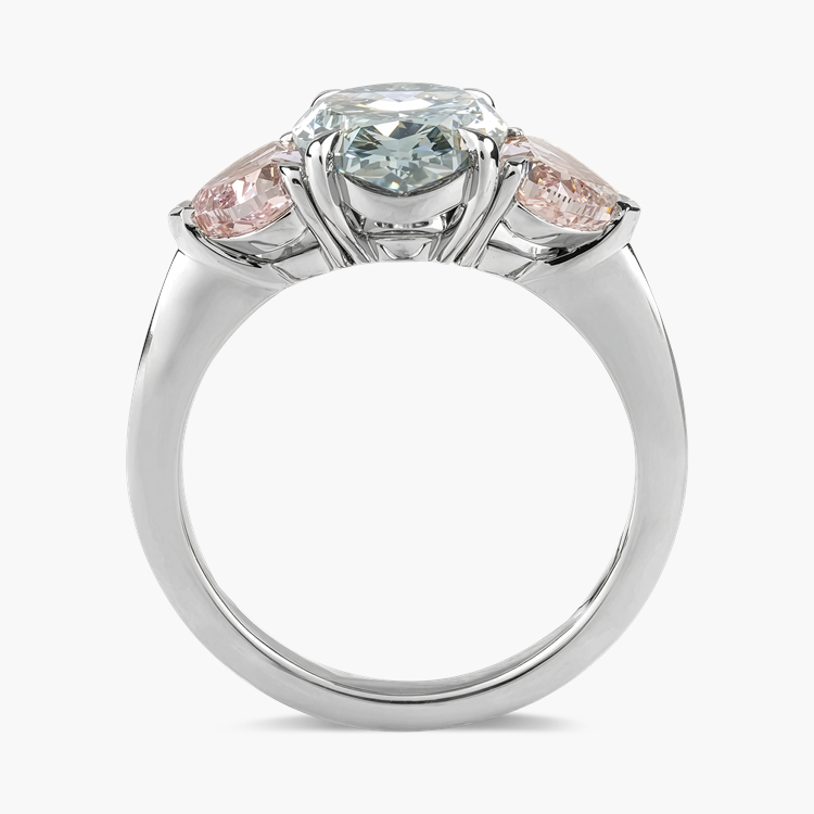 Masterpiece Venus Setting 2.90ct Fany Blue-Grey Diamond and Pink Diamond Ring Oval Cut & Heart Shape, Claw Set_3