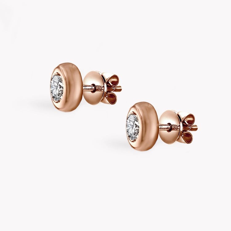 RockChain Two Stone Diamond Stud Earrings Brilliant Cut, Rubover Set_2