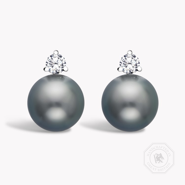 Tahitian Pearl and Diamond Earrings 10mm - 11mm_1