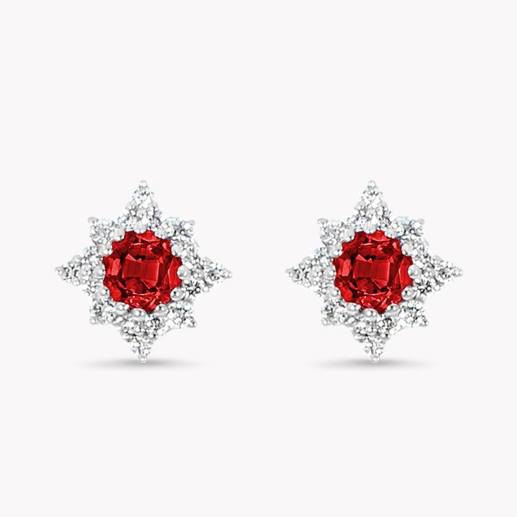 Star Struck Ruby Stud Earrings 0.81CT in 18CT White Gold Brilliant cut, Claw set_1