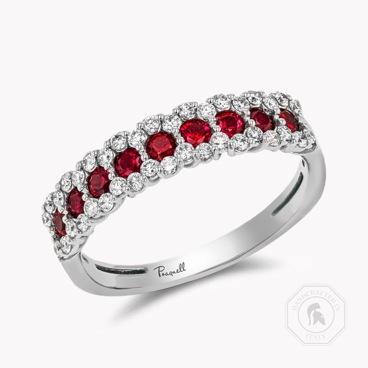 Ruby and Diamond Eternity Ring Brilliant Cut, Half Eternity, Claw Set_1
