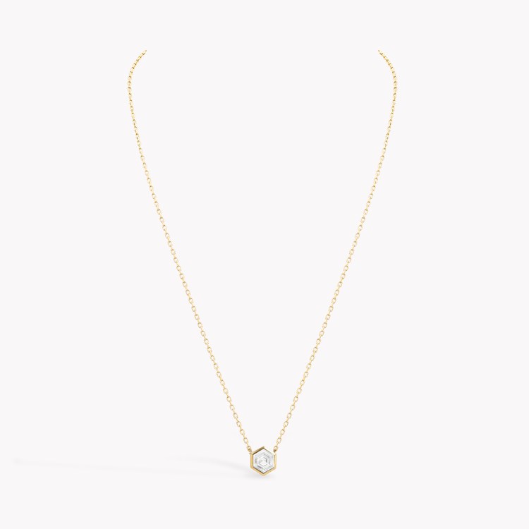 Honeycomb Diamond Solitare Pendant Hexagonal Cut, Rubover Set_2