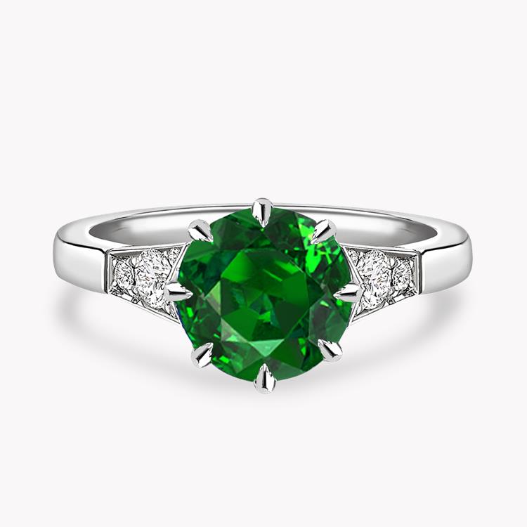 Antrobus Emerald Ring 1.05CT in Platinum Brilliant Cut, Solitaire, Diamond Shoulders_1