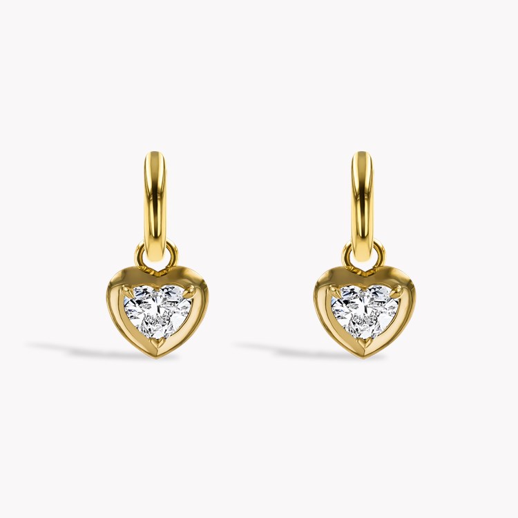 Skimming Stone 1.41ct Heart shape Diamond Drop Hoop Earrings Heart & Brilliant Cut, Claw Set_2