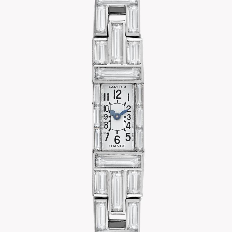 Cartier Art Deco Cocktail Watch  Baguette Diamonds in Platinum Baguette Cut, Rub Over Set_1