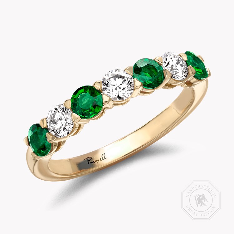 Emerald and Diamond Seven-Stone Ring Brilliant Cut, Seven-Stone, Claw Set_1
