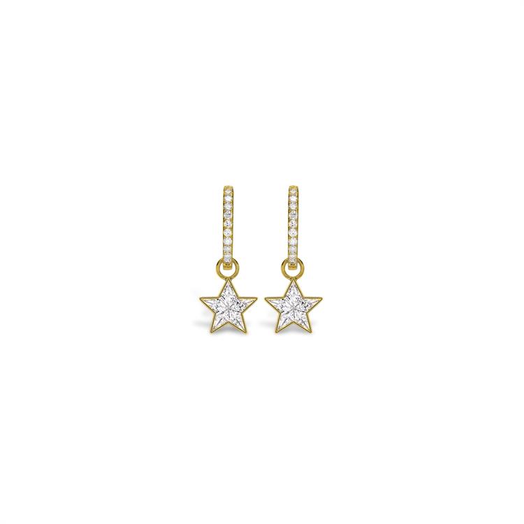 RockStar Diamond Drop Earrings 1.01CT in Yellow Gold Kite Cut, Rubover Set_1