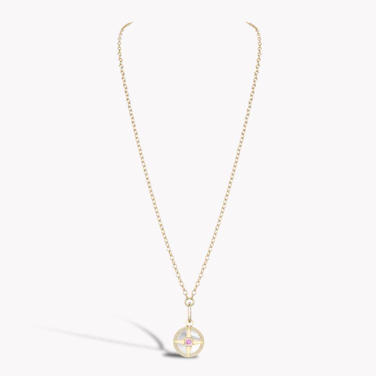 Spinel (August), Mother of Pearl and Diamond Pendant Charm Brilliant Cut Rubover & Claw Set_4