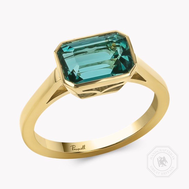 Kingdom Emerald Cut 3.00ct Namibian Tourmaline Ring Emerald Cut, Rubover Set_1