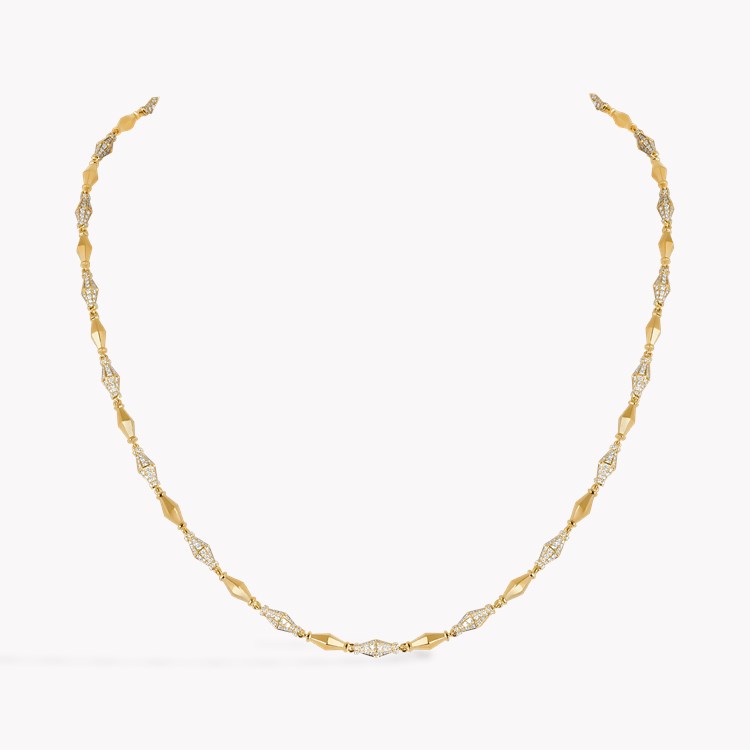 Cleopatra 3.744ct Diamond Gold Faceted Barrel Link 45cm Mini Necklace Brilliant Cut, Pavé Set_1