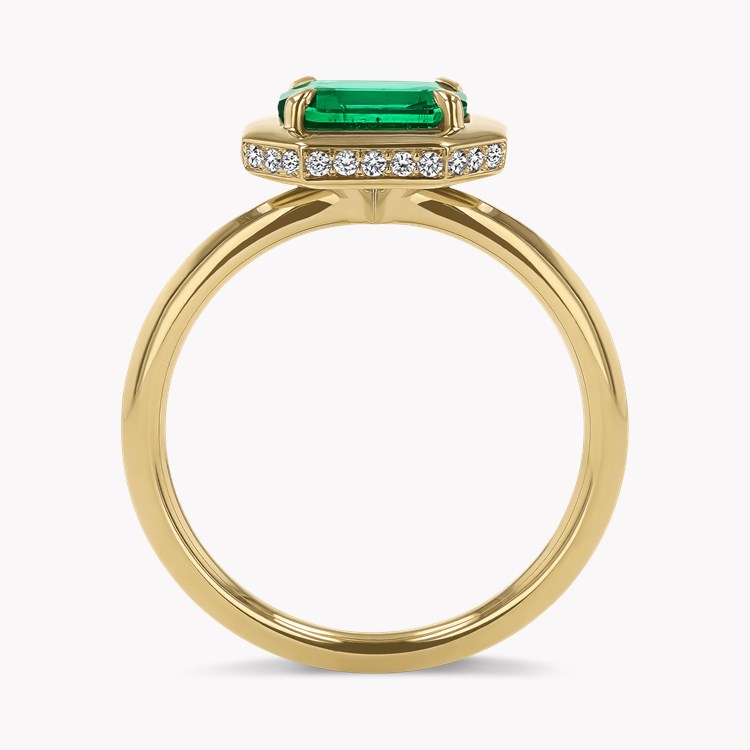 Skimming Stone 1.01ct Emerald and Diamond Ring Octagonal Cut, Claw Set_3