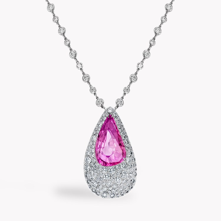 Snowstorm Pink Sapphire and Diamond Pearshape Pendant Pearshape, Pave set_1
