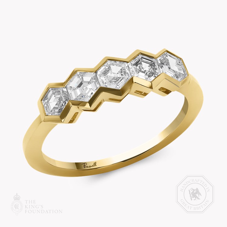 Honeycomb 0.88ct Diamond Five Stone Ring   in 18ct Yellow Gold