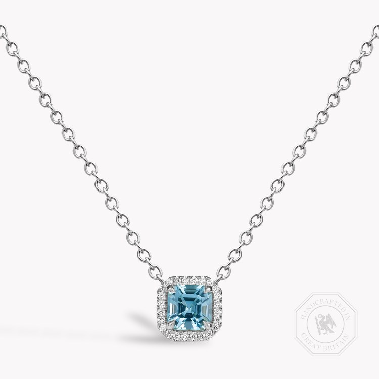 Asscher Cut 0.55ct Lukusuzi Aquamarine and Diamond Pendant Asscher Cut, Claw Set_1