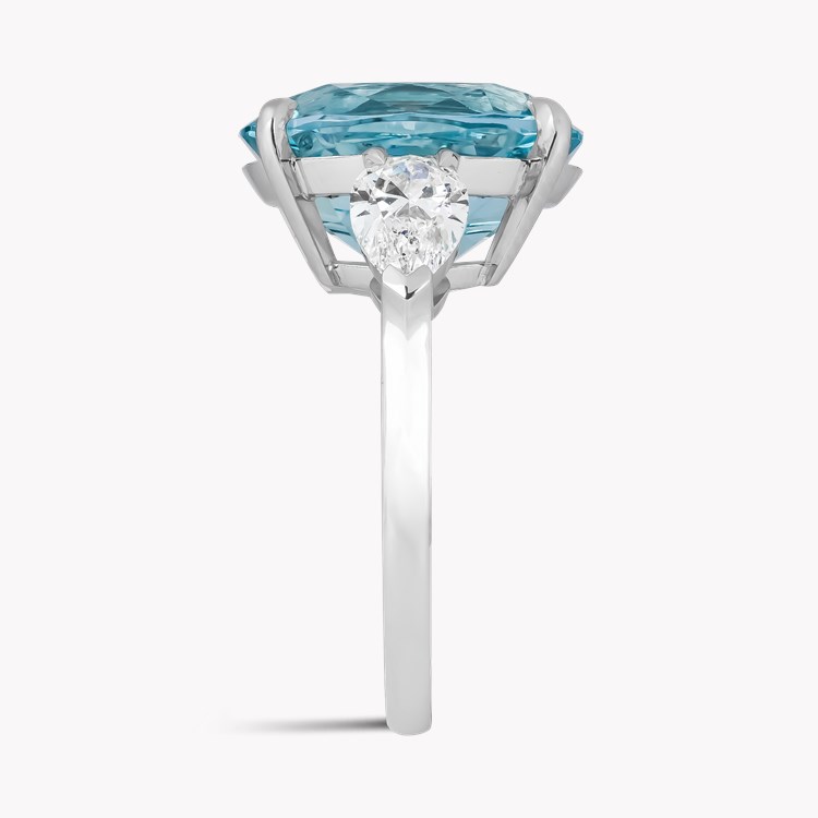 Oval Cut 7.42ct Lukusuzi Aquamarine and Diamond Ring Oval Cut, Claw Set_4