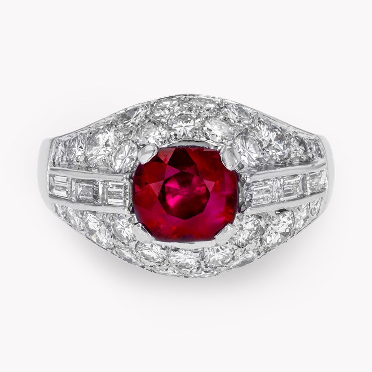 1960s Bvlgari 1.74ct Burmese Ruby Trombino Ring Cushion modern cut, Claw set_2