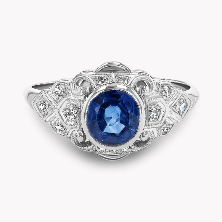 Oval Cut Sapphire and Diamond Cluster Ring Oval Cut, Rubover Set_2