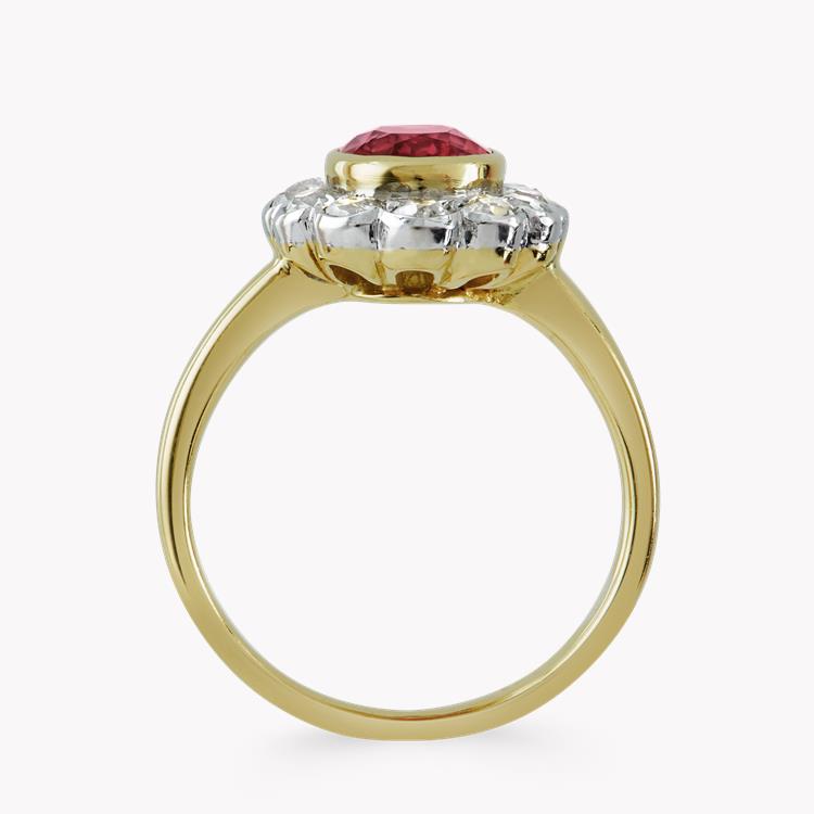 Oval Cut Spinel and Diamond Ring Oval Cut, Rubover Set_3
