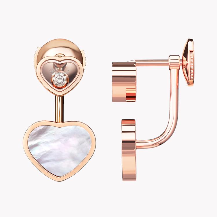 Chopard Happy Hearts Drop Earrings  0.08CT in Rose Gold Brilliant Cut, Rub Over Set_2
