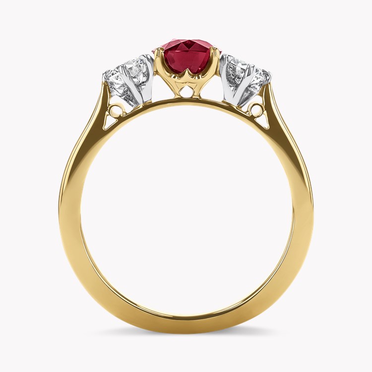 Oval Cut 1.28ct Ruby and Diamond Three Stone Ring Oval Cut, Claw Set_3