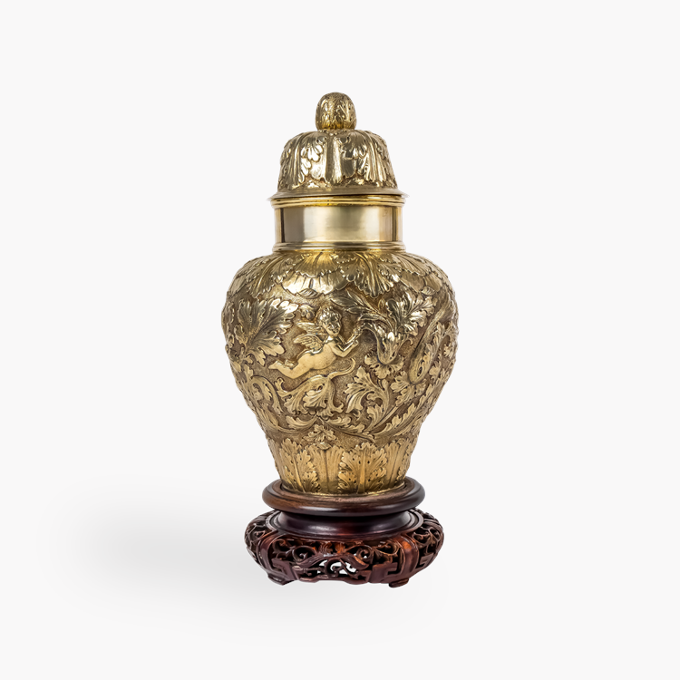 George V Silver-gilt Ginger Jar Hallmarked Chester_1
