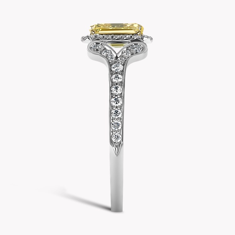 Cléo1.00ct Fancy Intense Yellow Diamond Cluster Ring Emerald Cut, Claw Set_4