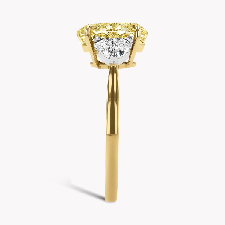 Venus Setting 3.01ct Fancy Yellow Diamond Ring Oval Cut & Heart Shape, Claw Set_4