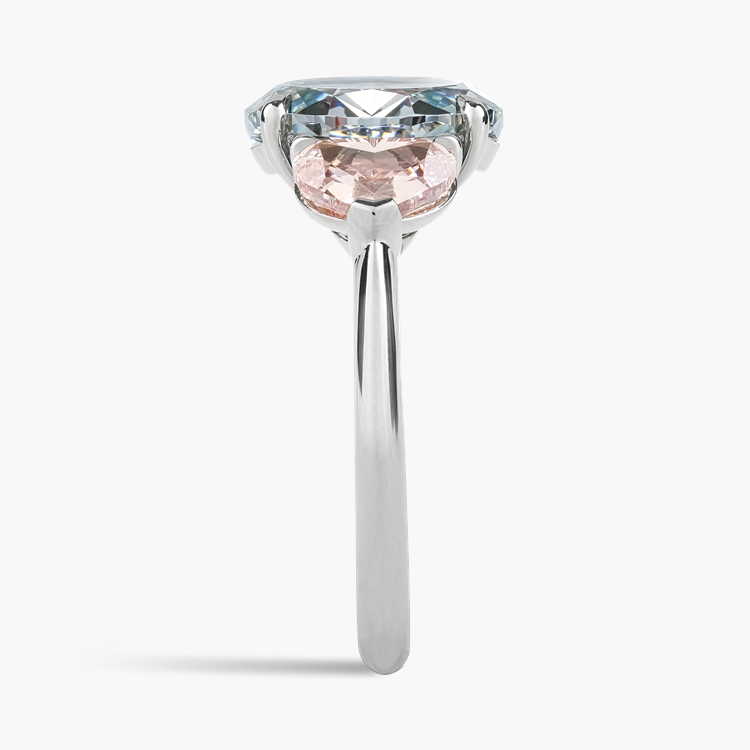 Masterpiece Venus Setting 2.90ct Fany Blue-Grey Diamond and Pink Diamond Ring Oval Cut & Heart Shape, Claw Set_4