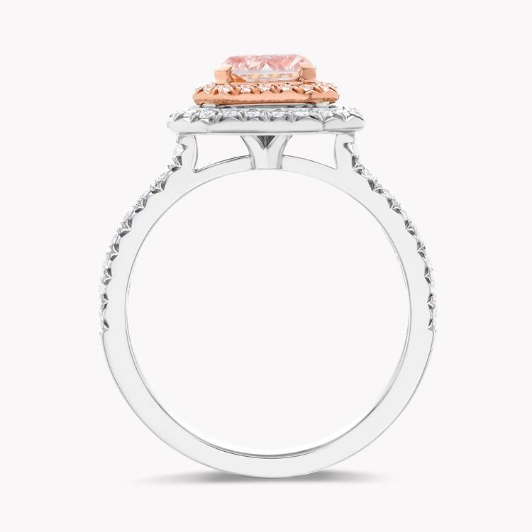 Masterpiece Fancy Orangy Pink Diamond Ring 1.28CT in Platinum & Rose Gold Radiant Cut with a Diamond Surround_3