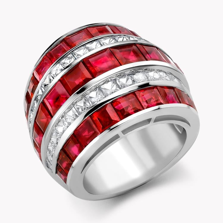 Manhattan Large Ruby & Diamond Ring  17.82CT in Platinum Carre & French Cut, Channel Set_1