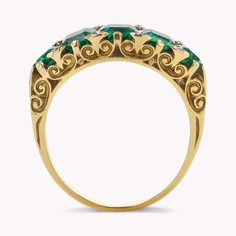 Victorian Octagonal Cut 2.00ct Emerald and Diamond Ring Octagonal Cut, Claw Set_3