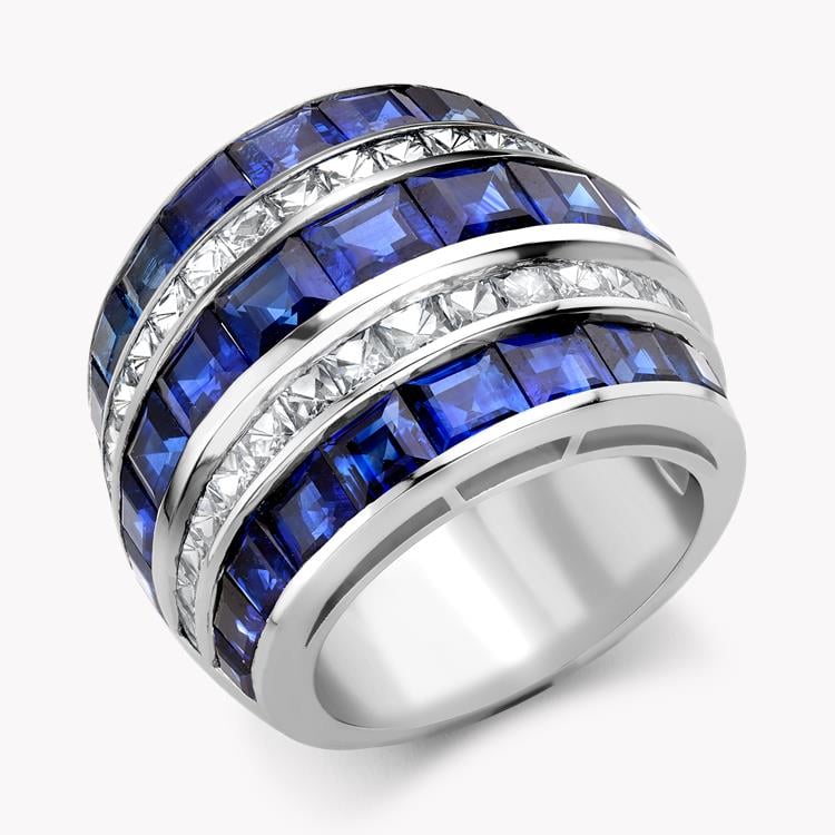 Manhattan Large Sapphire & Diamond Ring  15.28CT in Platinum Carre & French Cut, Channel Set_1