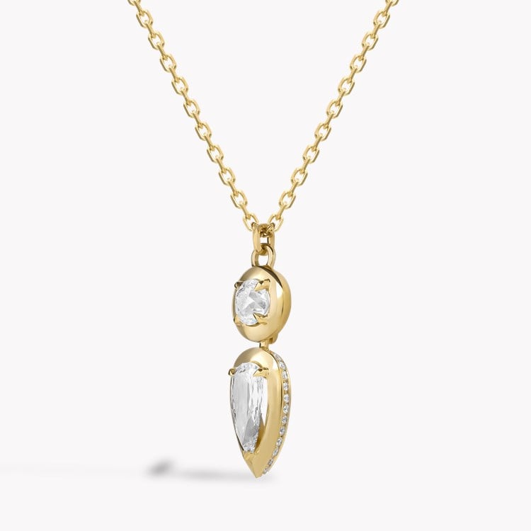 Skimming Stone Pear Shaped and Brilliant Cut Diamond Pendant Pear Shaped & Brilliant Cut, Claw Set_2