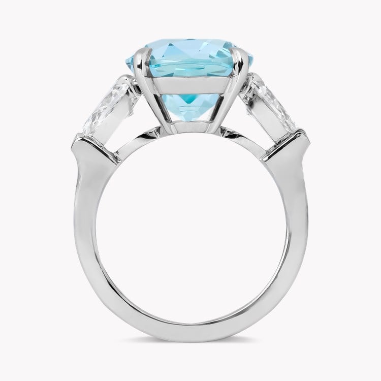 Oval Cut 7.42ct Lukusuzi Aquamarine and Diamond Ring Oval Cut, Claw Set_3