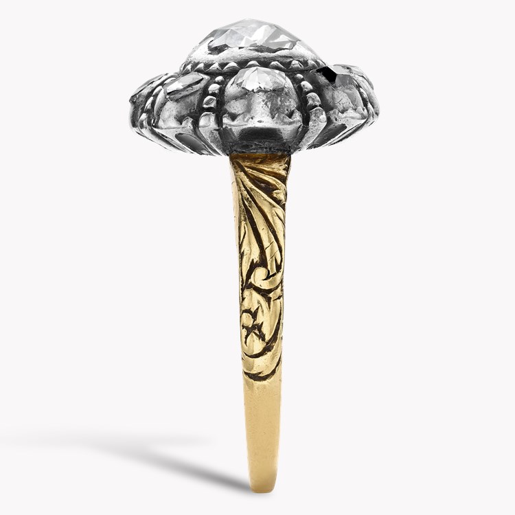 Georgian Oval Rose cut Diamond Cluster Ring Oval Rose Cut, Rubover Set_4