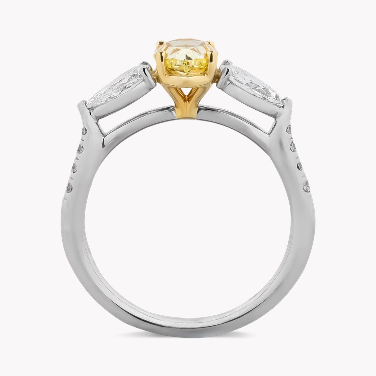 Oval Cut 1.03ct Fancy Light Yellow Diamond Three Stone Ring Oval Cut, Claw Set_3