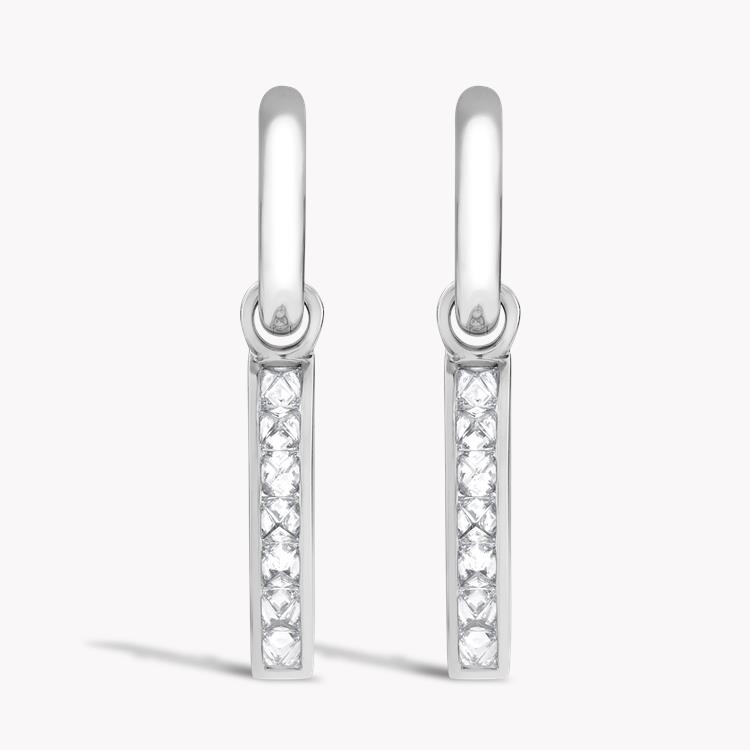 RockChic Inverted Princess Cut Diamond Drop Earrings  in White Gold Princess Cut, Channel Set_1